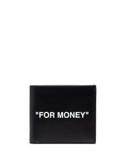 Off-White CALF SKIN QUOTE BIFOLD WALLET BLACK WHIT