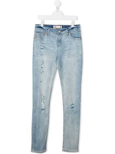 Levi's Kids зауженные джинсы с эффектом потертости