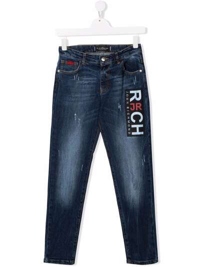 John Richmond Junior джинсы прямого кроя с эффектом потертости