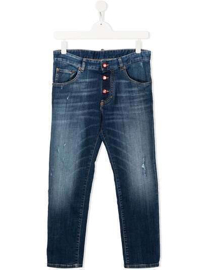 Dsquared2 Kids джинсы прямого кроя с эффектом потертости