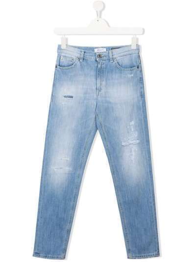 DONDUP KIDS прямые джинсы с эффектом потертости