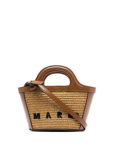 Marni сумка-тоут размера мини с вышитым логотипом