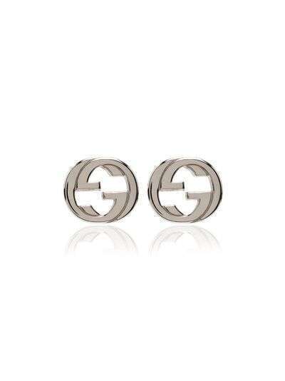 Gucci серебряные серьги-гвоздики с логотипом GG