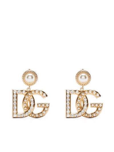 Dolce & Gabbana серьги-подвески с логотипом DG