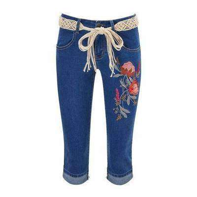 Брюки капри узкие из джинсовой ткани с вышивкой спереди JOE BROWNS 350151915
