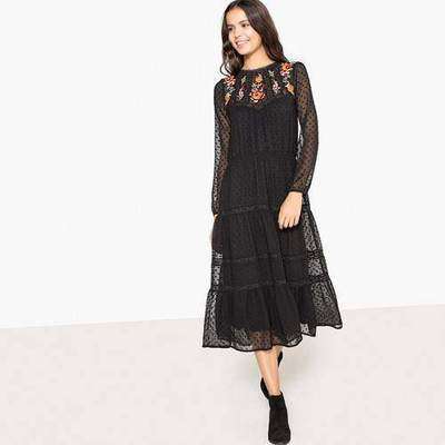 Платье в богемном стиле с цветочной вышивкой и оригинальной спиной LA REDOUTE COLLECTIONS 350125367