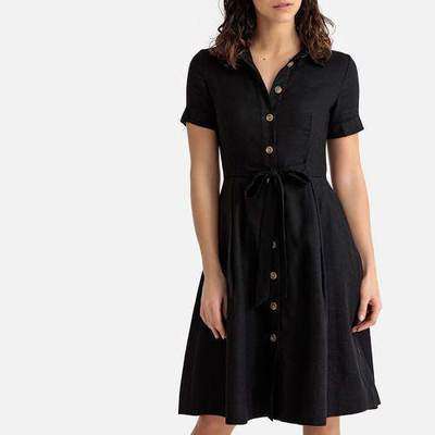 Платье-рубашка с короткими рукавами из льна LA REDOUTE COLLECTIONS 350134686