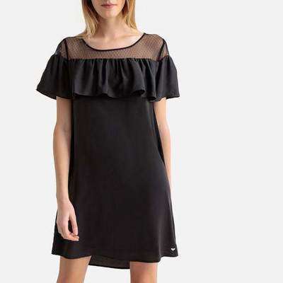 Платье короткое с воланом и сетчатым материалом на плечах без рукавов LPB WOMAN 350150534
