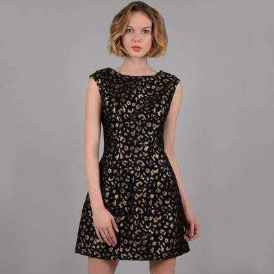 Платье жаккардовое без рукавов с леопардовым рисунком золотистого цвета MOLLY BRACKEN 350127420