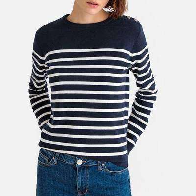 Пуловер в полоску в морском стиле из тонкого хлопкового трикотажа LA REDOUTE COLLECTIONS 350134281