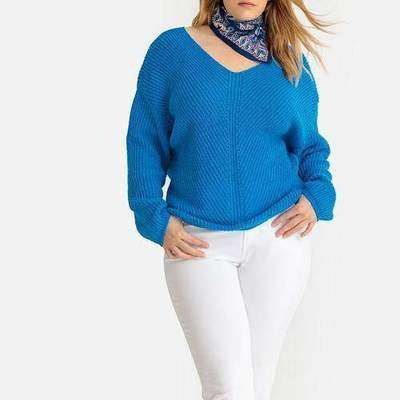 Пуловер с V-образным вырезом из плотного трикотажа CASTALUNA 350133287