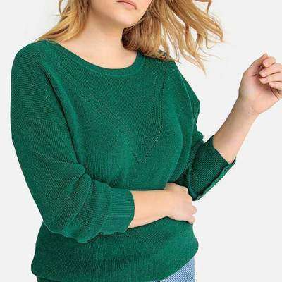 Пуловер с круглым вырезом 84% хлопка, из плотного трикотажа CASTALUNA 350132134