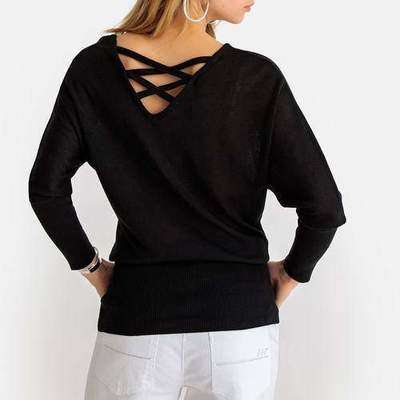 Пуловер-туника с круглым вырезом из тонкого трикотажа ANNE WEYBURN 350131499
