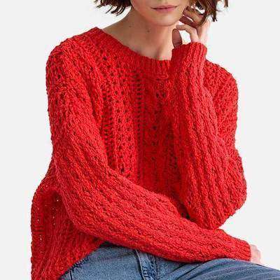 Пуловер с круглым вырезом из плотного трикотажа LA REDOUTE COLLECTIONS 350135117