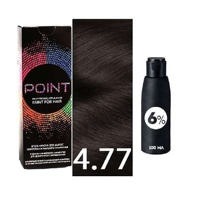 POINT Краска для волос, тон №4.77, Шатен коричневый интенсивный + Оксид 6%