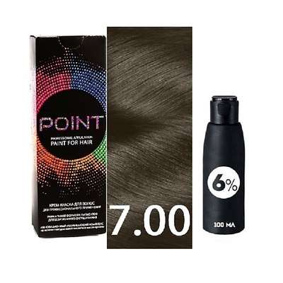 POINT Краска для волос, тон №7.00, Средне-русый для седых волос + Оксид 6%