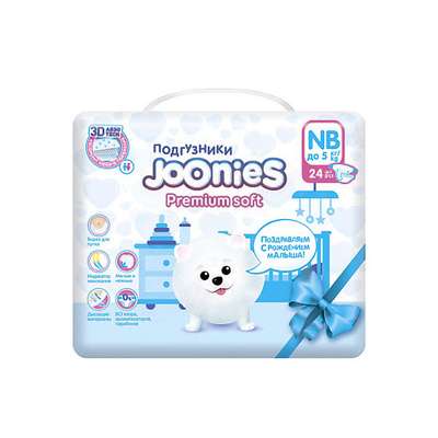 JOONIES Premium Soft Подгузники для новорожденных 24