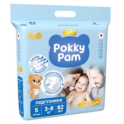 POKKY PAM Подгузники для детей S 3-8 кг 82