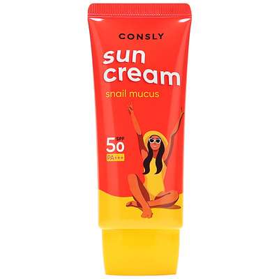 CONSLY Крем солнцезащитный с муцином улитки SPF 50/PA для комбинированной и жирной кожи