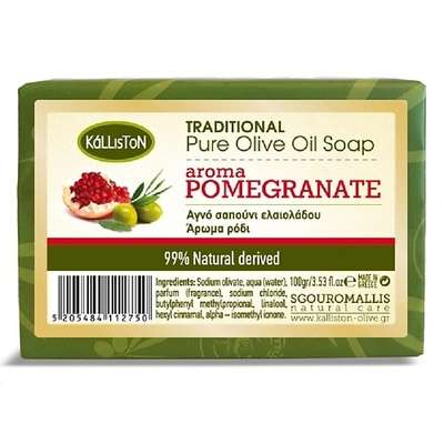 KALLISTON Мыло Traditional Pomegranate натуральное оливковое ГРАНАТ 100