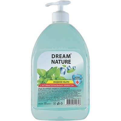 DREAM NATURE Жидкое мыло с антибактериальным эффектом "Мята" 500