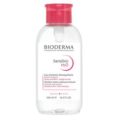 BIODERMA Мицеллярная вода с помпой для очищения нормальной и чувствительной кожи лица Sensibio H2O 500