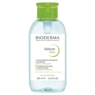 BIODERMA Мицеллярная вода очищающая для жирной и проблемной кожи лица с помпой Sebium 500