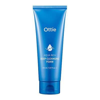 OTTIE Увлажняющая пенка с ледниковой водой Аляски и морской солью Aqua Rich Deep Cleansing Foam 150