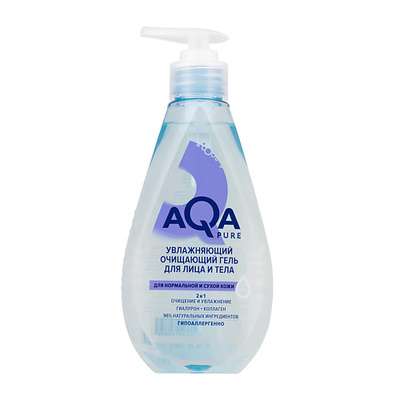 AQA PURE Очищающий гель для умывания нормальной и сухой кожи с гиалуроном 250