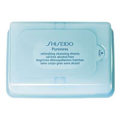 SHISEIDO Освежающие очищающие салфетки без содержания масел и спирта Pureness