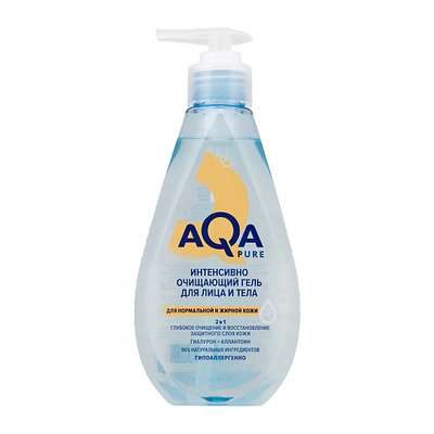 AQA PURE Интенсивно очищающий гель с гиалуроном для лица для жирной кожи 250
