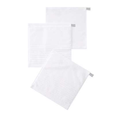 SOFT SILVER Набор Antibacterial Cotton Towels, махровые салфетки 3 шт., 30х30 см. Цвет: «Альпийский снег» (белый)