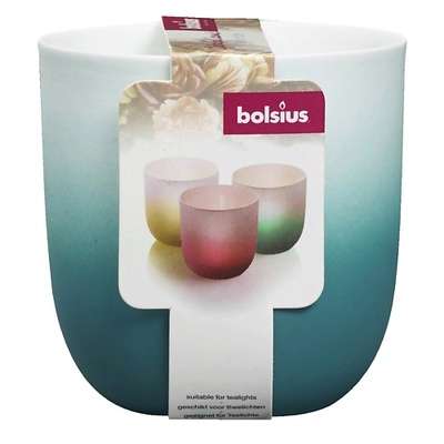 BOLSIUS Подсвечник Bolsius 75/70 бело-бирюзовый - для чайных свечей