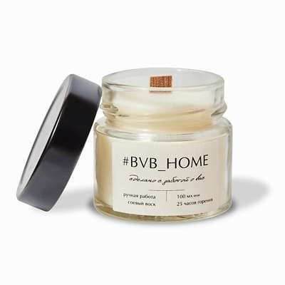 #BVB_HOME Ароматическая свеча с деревянным фитилем - Домашнее печенье 100