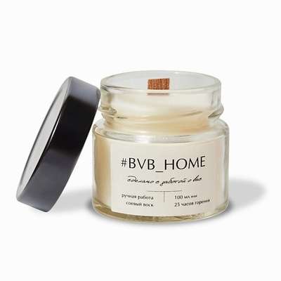 #BVB_HOME Ароматическая свеча с деревянным фитилем - Утренняя роса 100