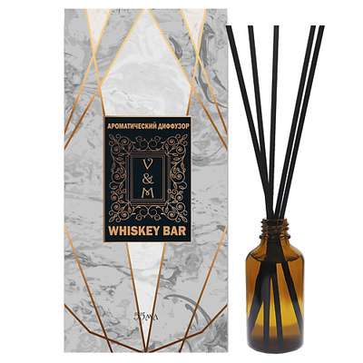 VAN&MUN Ароматический диффузор Whiskey bar с фибровыми палочками для дома 55
