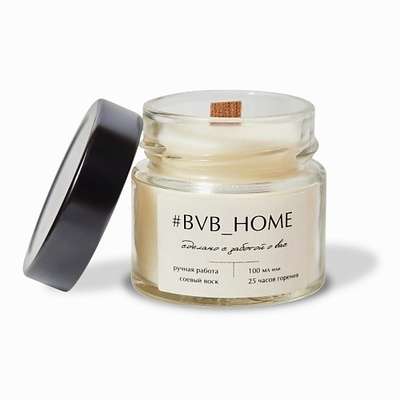 #BVB_HOME Ароматическая свеча с деревянным фитилем - Горячий хлеб 100