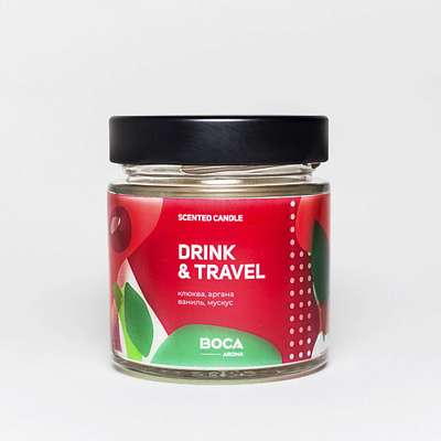 BOCA AROMA Свеча ароматическая в банке, аромат DRINK & TRAVEL: кислая клюква, аргана, ваниль 250