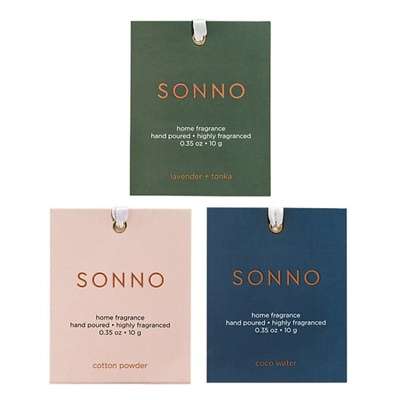 SONNO Privat Label Комплект из 3х ароматических саше (Lavender + Tonka, Coco Water, Cotton Powder)