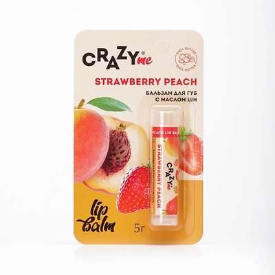 CRAZYME Бальзам для губ Strawberry Peach с ароматом Клубничный Персик 5