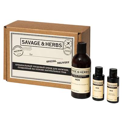 SAVAGE&HERBS Подарочный сет шампуней для мужчин "Энергия трав" 1