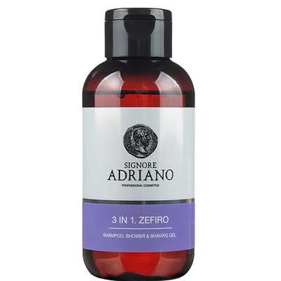 SIGNORE ADRIANO Шампунь для волос, гель для душа и бритья 3 в 1 "ZEFIRO" с эффектом ментола