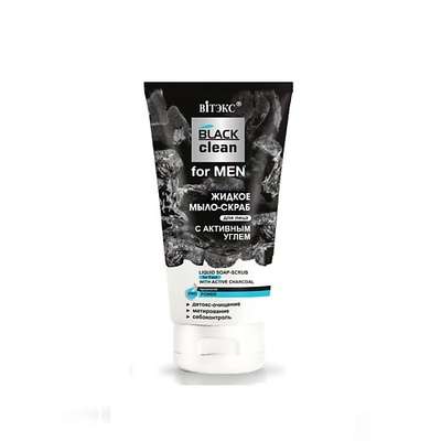 ВИТЭКС BLACK CLEAN FOR MEN жидкое мыло-скраб для лица с активным углем 150