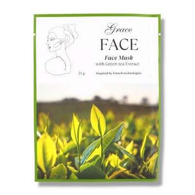 GRACE FACE Тканевая маска для лица увлажняющая и тонизирующая с экстрактом зеленого чая 25