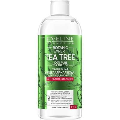 EVELINE Мицеллярная вода BOTANIC EXPERT TEA TREE 3 в 1 антибактериальная очищающая 400