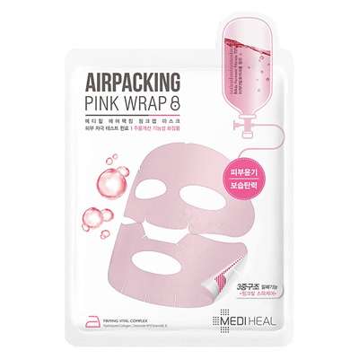 MEDIHEAL Маска для лица AIRPACKING pink wrap с коллагеном и керамидами фольгированная 18