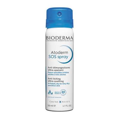 BIODERMA SOS Спрей против зуда для сухой, раздраженной и атопичной кожи лица и тела Atoderm 50