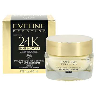 EVELINE Крем для лица PRESTIGE 24K SNAIL&CAVIAR ночной глубоко питательный регенерирующий 50