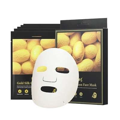 Kims Набор антивозрастных масок для лица с протеинами кокона шелкопряда Gold Silk Cocoon Face Mask