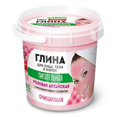 FITO КОСМЕТИК Розовая алтайская глина для лица, тела и волос очищающая серии "Народные рецепты" 155